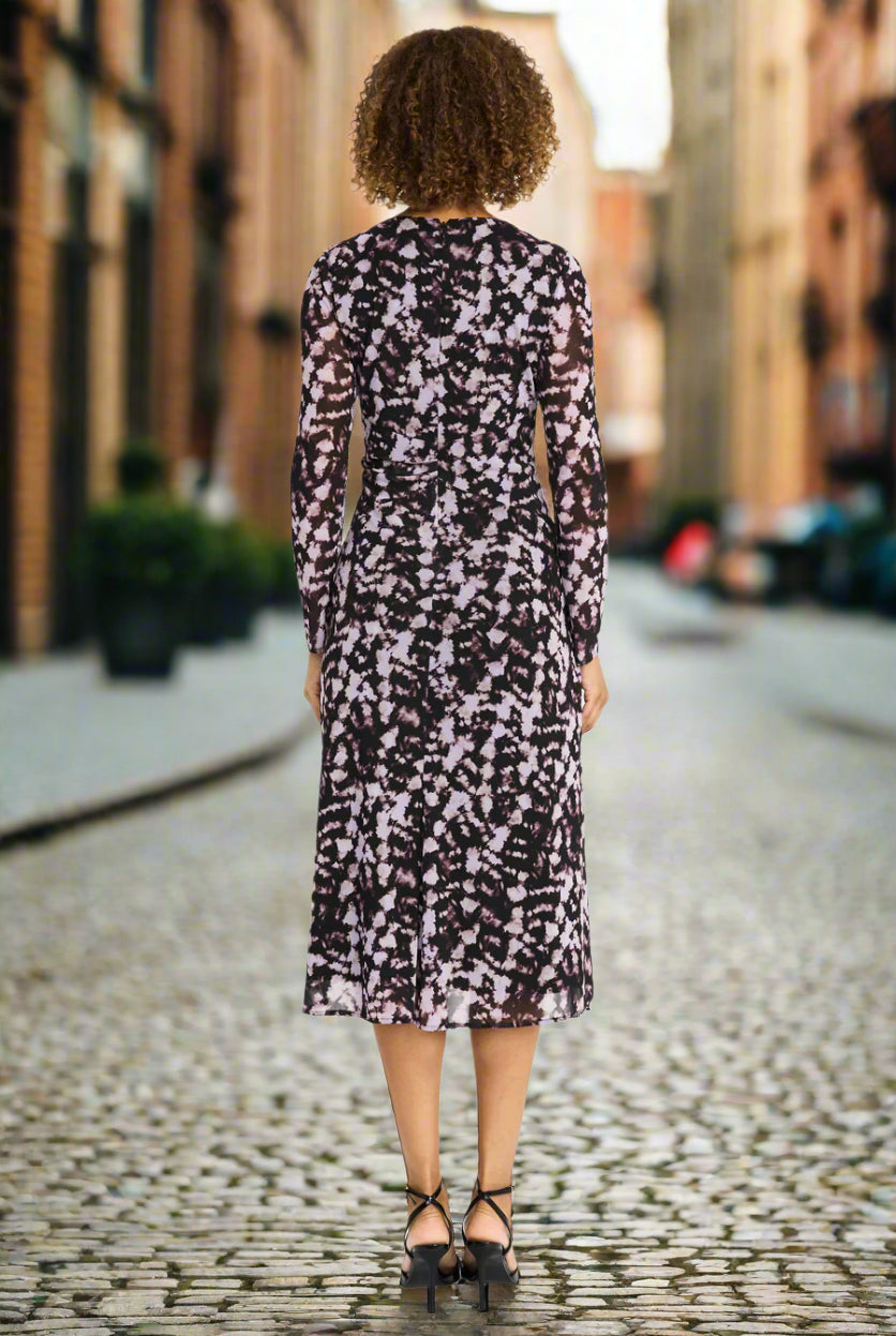 Maggy London Nariah Lilac Black Midi Dress-Midi Dresses-Maggy London-Deja Nu Boutique, Women's Fashion Boutique in Lampasas, Texas