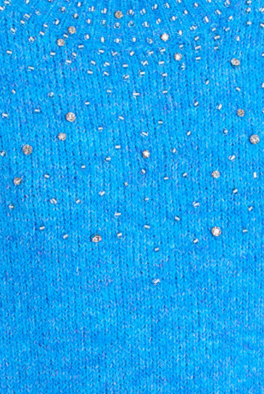 Molly Bracken Blue Rhinestone Embellished Sweater-Sweaters-Molly Bracken-Deja Nu Boutique, Women's Fashion Boutique in Lampasas, Texas