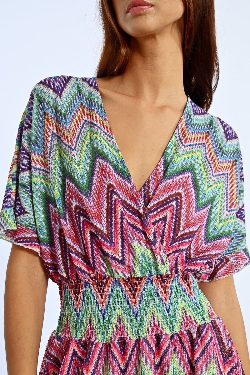 Molly Bracken Chevron Knit Dress – Multicolor Chic-Dresses-Molly Bracken-Deja Nu Boutique, Women's Fashion Boutique in Lampasas, Texas