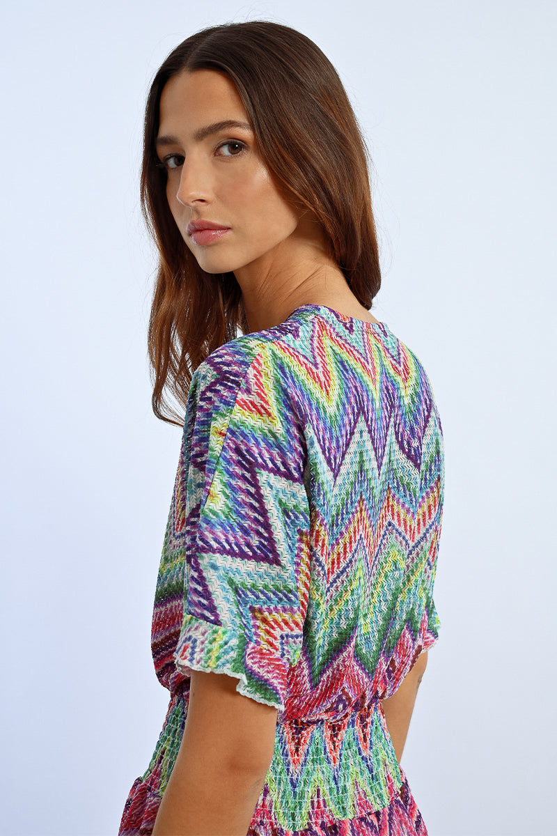 Molly Bracken Chevron Knit Dress – Multicolor Chic-Dresses-Molly Bracken-Deja Nu Boutique, Women's Fashion Boutique in Lampasas, Texas