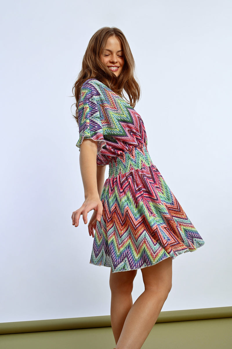 Molly Bracken Chevron Knit Dress – Multicolor Chic-Dresses-Molly Bracken-Deja Nu Boutique, Women's Fashion Boutique in Lampasas, Texas