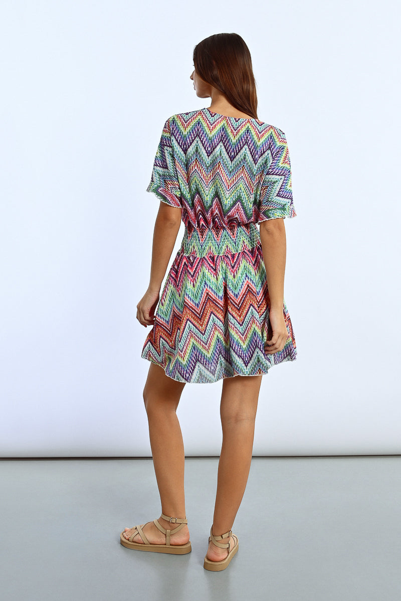 Molly Bracken Chevron Knit Dress – Multicolor Chic-Dresses-Molly Bracken-Deja Nu Boutique, Women's Fashion Boutique in Lampasas, Texas