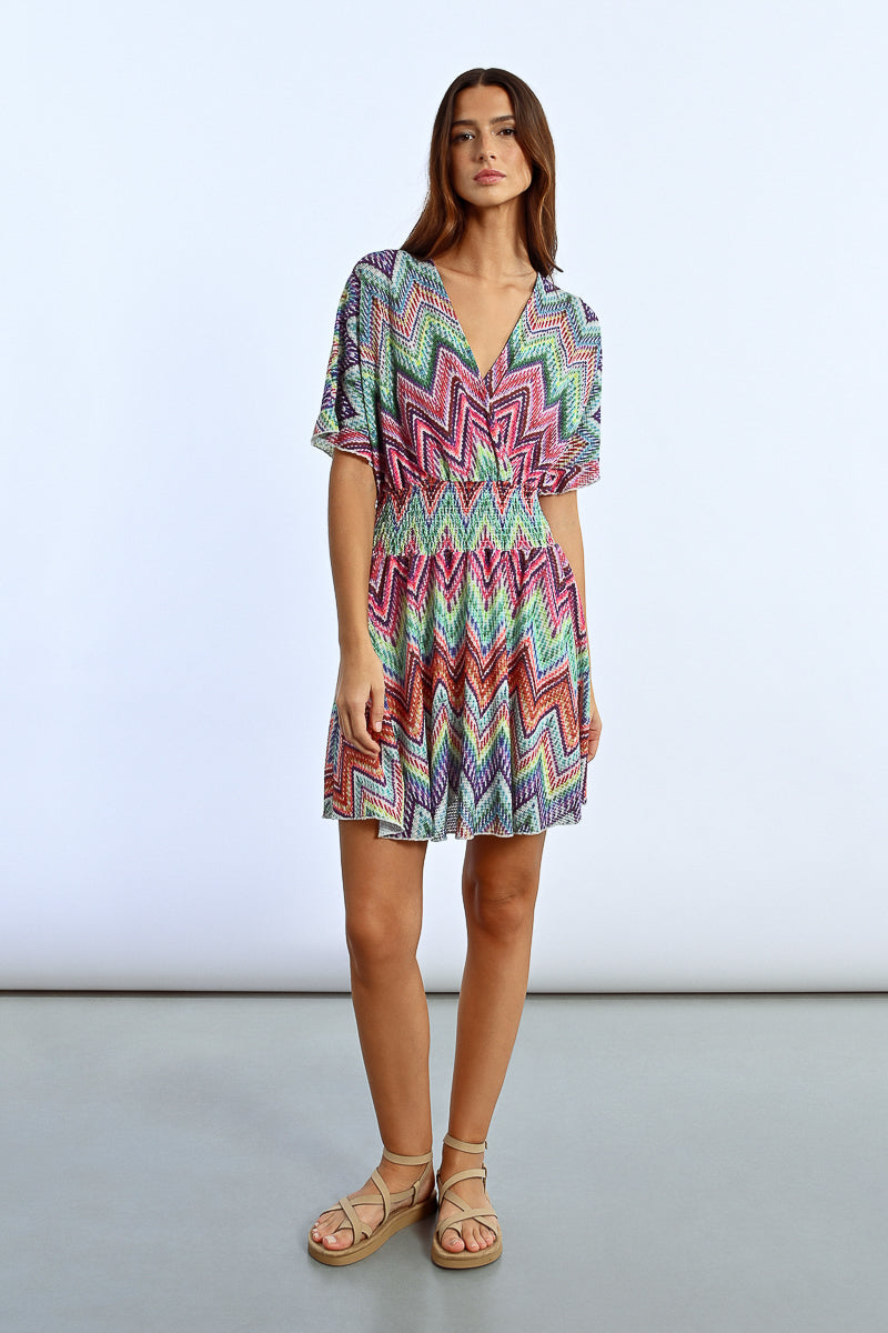Molly Bracken Chevron Knit Dress – Multicolor Chic-Dresses-Molly Bracken-Deja Nu Boutique, Women's Fashion Boutique in Lampasas, Texas