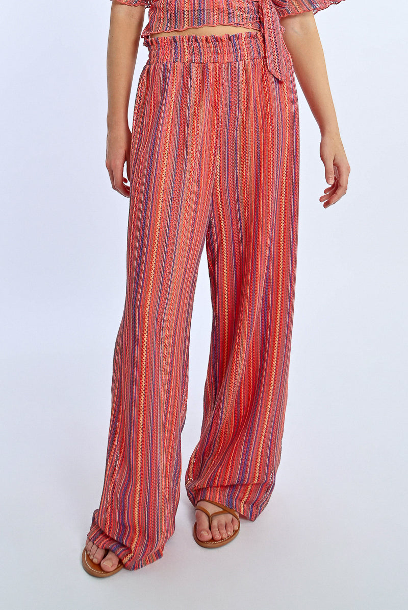 Molly Bracken Knitted Wide-Leg Pants – Multicolor Boho Vibes-Pants-Molly Bracken-Deja Nu Boutique, Women's Fashion Boutique in Lampasas, Texas