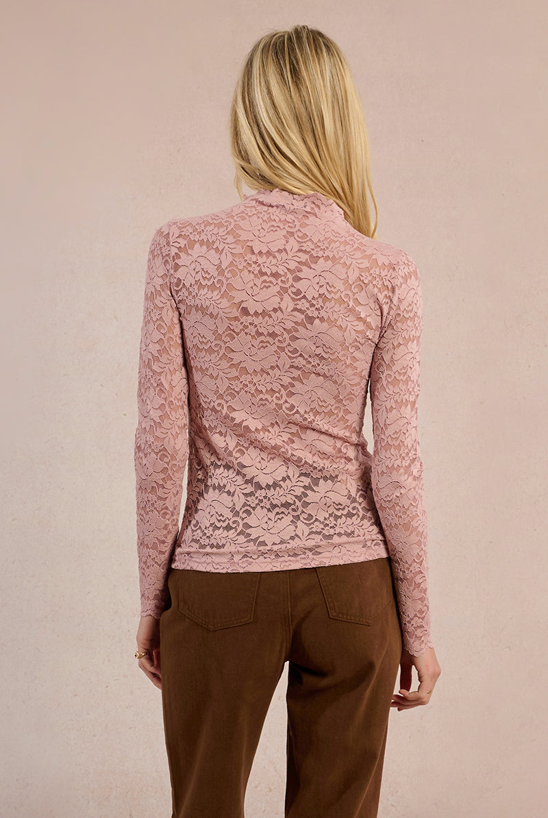 Molly Bracken Mock Neck Sheer Lace Top In Black, Cream, Navy and Pink-Lace Top-Molly Bracken-Deja Nu Boutique, Women's Fashion Boutique in Lampasas, Texas