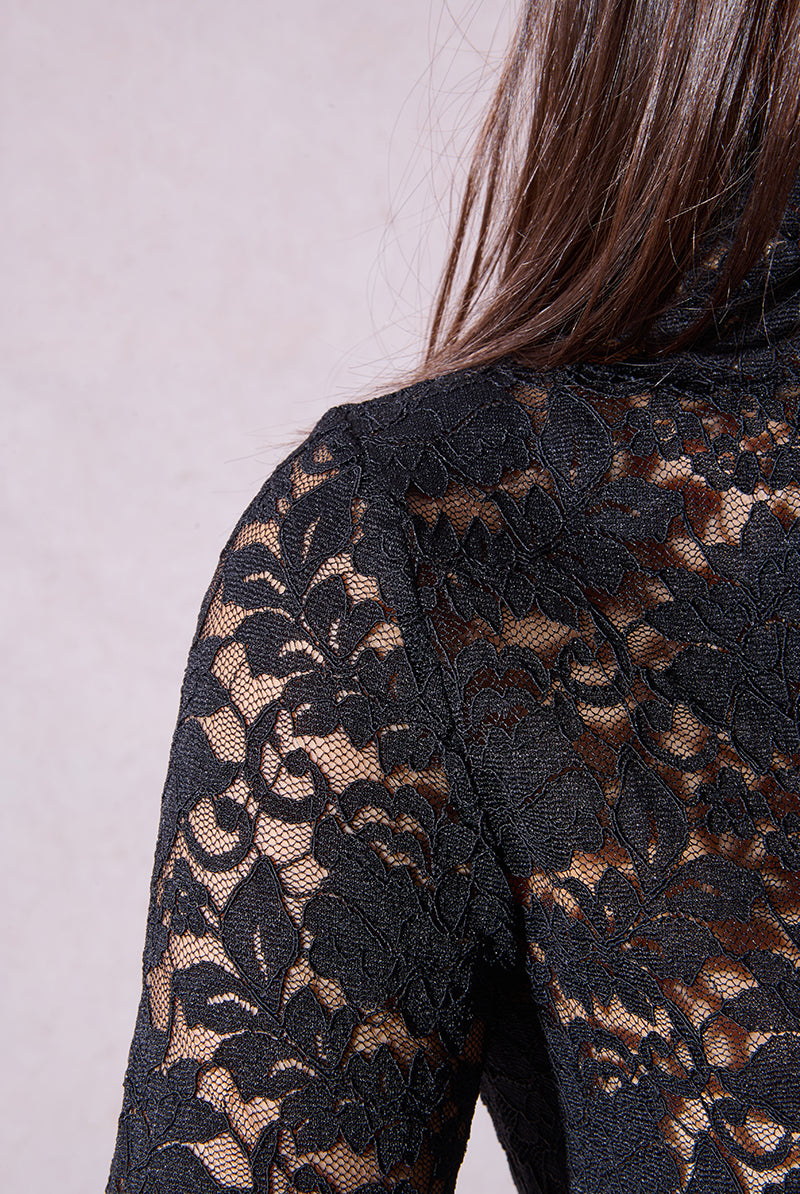 Molly Bracken Mock Neck Sheer Lace Top In Black, Cream, Navy and Pink-Lace Top-Molly Bracken-Deja Nu Boutique, Women's Fashion Boutique in Lampasas, Texas