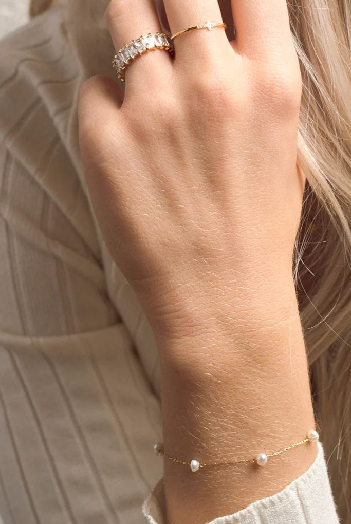 Nikki Smith Camille Pearl Bracelet – Waterproof Gold-Bracelets-Nikki Smith-Deja Nu Boutique, Women's Fashion Boutique in Lampasas, Texas