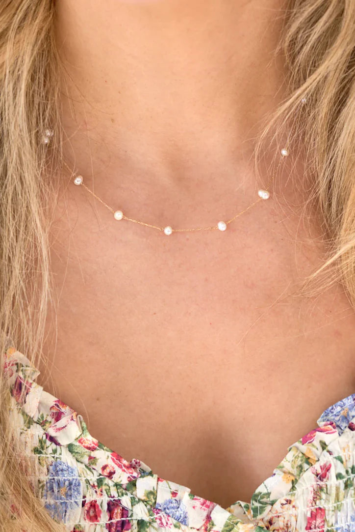 Nikki Smith Camille Pearl Necklace Waterproof Gold-Necklaces-Nikki Smith-Deja Nu Boutique, Women's Fashion Boutique in Lampasas, Texas