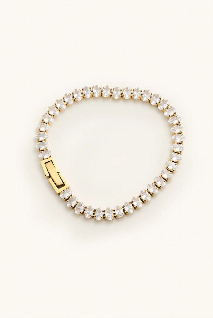 Nikki Smith Cushion Cut Tennis Bracelet Waterproof Gold-Bracelets-Nikki Smith-Deja Nu Boutique, Women's Fashion Boutique in Lampasas, Texas