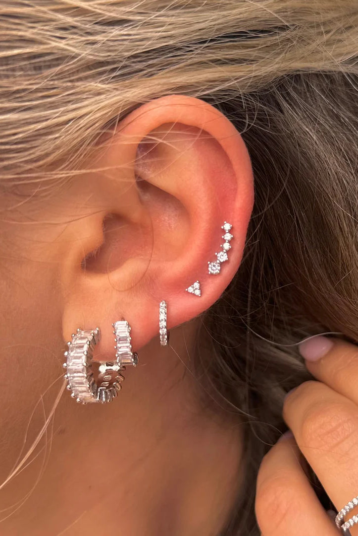 Nikki Smith Esther Diamond Hoop Earrings Waterproof Silver-Earrings-Nikki Smith-Deja Nu Boutique, Women's Fashion Boutique in Lampasas, Texas