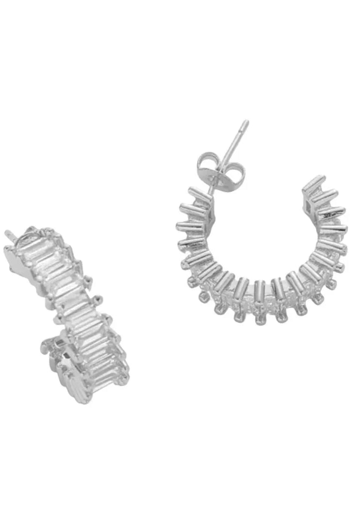 Nikki Smith Esther Diamond Hoop Earrings Waterproof Silver-Earrings-Nikki Smith-Deja Nu Boutique, Women's Fashion Boutique in Lampasas, Texas