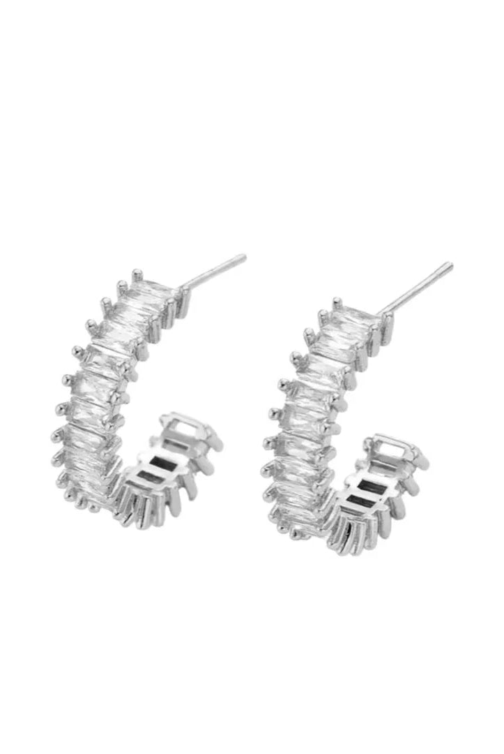 Nikki Smith Esther Diamond Hoop Earrings Waterproof Silver-Earrings-Nikki Smith-Deja Nu Boutique, Women's Fashion Boutique in Lampasas, Texas