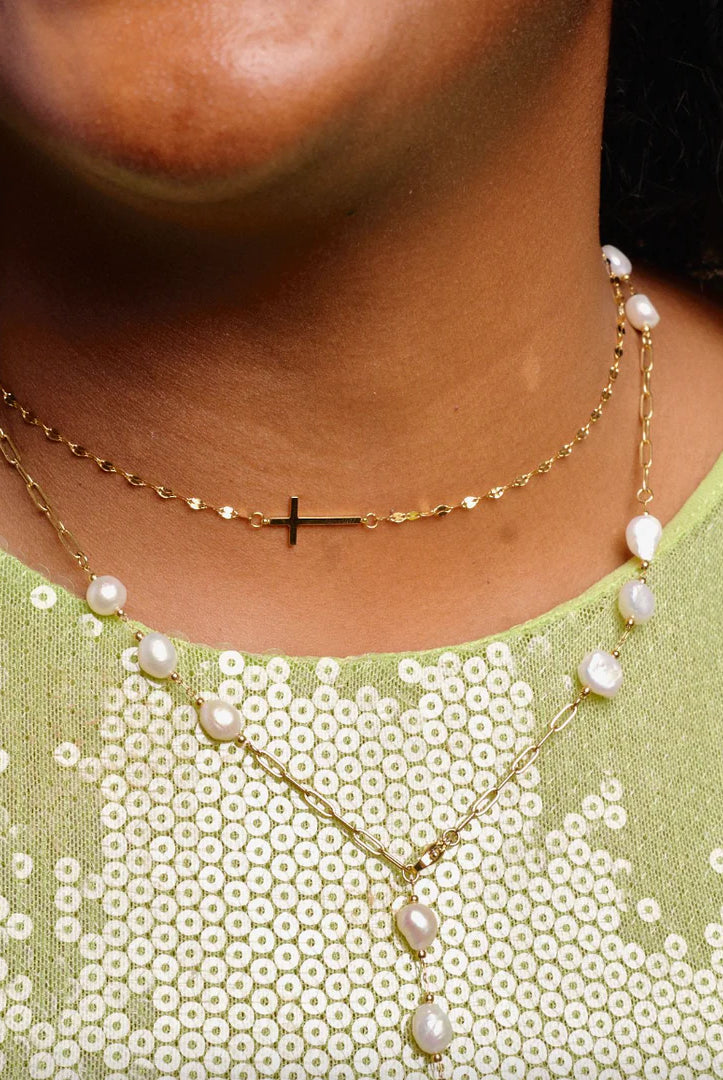 Nikki Smith Eve Heavenly Cross Choker Waterproof Gold-Necklaces-Nikki Smith-Deja Nu Boutique, Women's Fashion Boutique in Lampasas, Texas