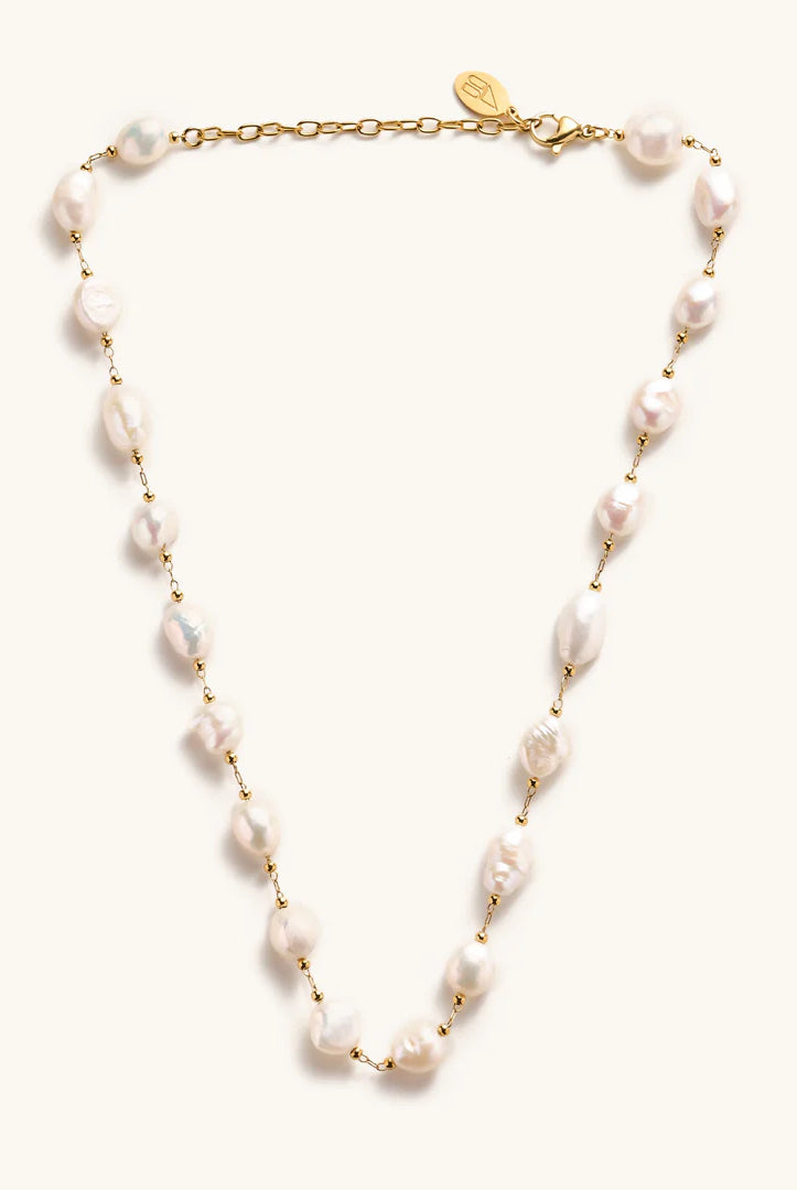 Nikki Smith Lucia Pearl Choker Waterproof Gold-Necklaces-Nikki Smith-Deja Nu Boutique, Women's Fashion Boutique in Lampasas, Texas