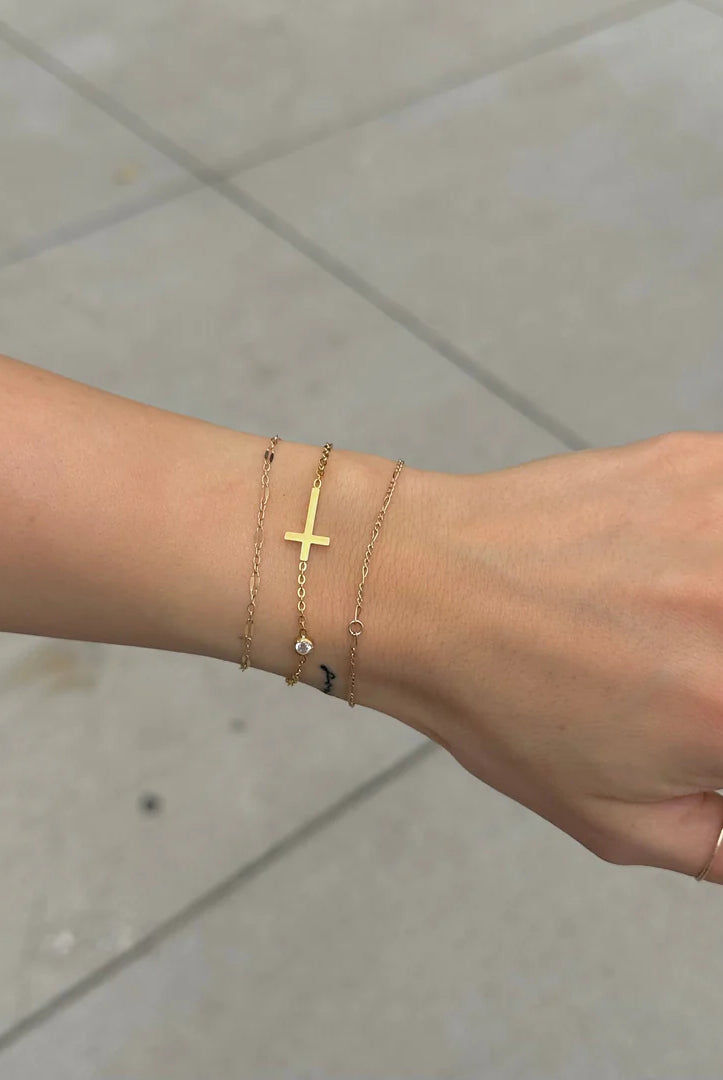 Nikki Smith Martha Golden Cross Bracelet Waterproof Gold-Bracelets-Nikki Smith-Deja Nu Boutique, Women's Fashion Boutique in Lampasas, Texas