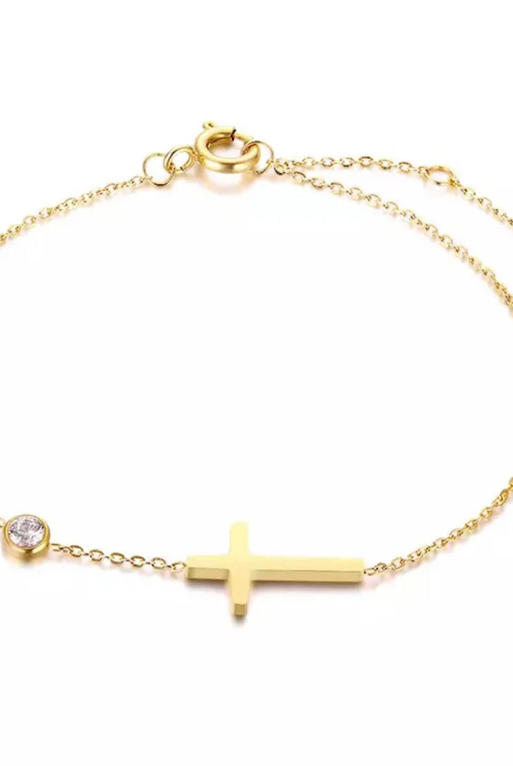 Nikki Smith Martha Golden Cross Bracelet Waterproof Gold-Bracelets-Nikki Smith-Deja Nu Boutique, Women's Fashion Boutique in Lampasas, Texas