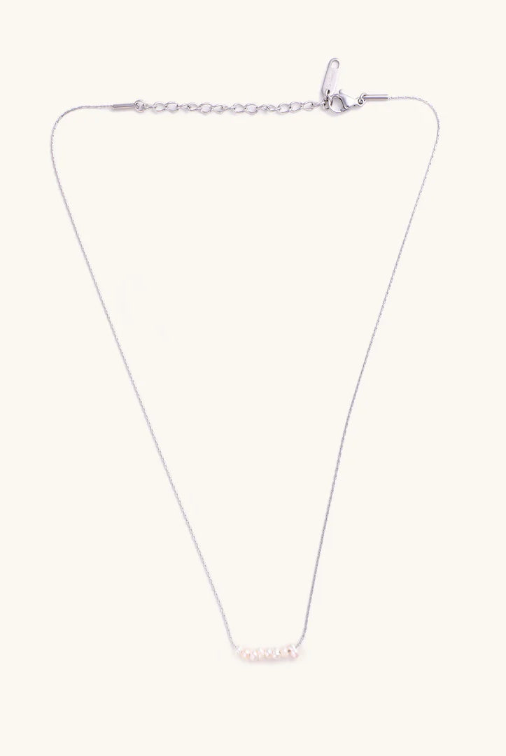 Nikki Smith Nina Dainty Pearl Bar Necklace – Waterproof Silver-Necklaces-Nikki Smith-Deja Nu Boutique, Women's Fashion Boutique in Lampasas, Texas