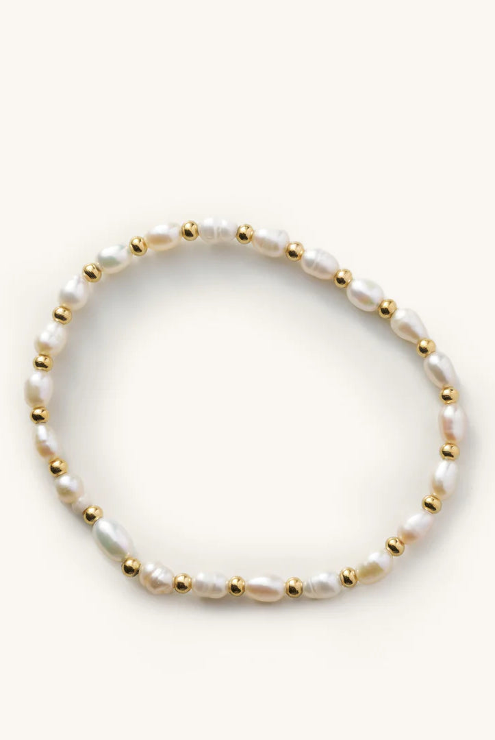 Nikki Smith Percy Pearl Bracelet Waterproof Gold-Bracelets-Nikki Smith-Deja Nu Boutique, Women's Fashion Boutique in Lampasas, Texas