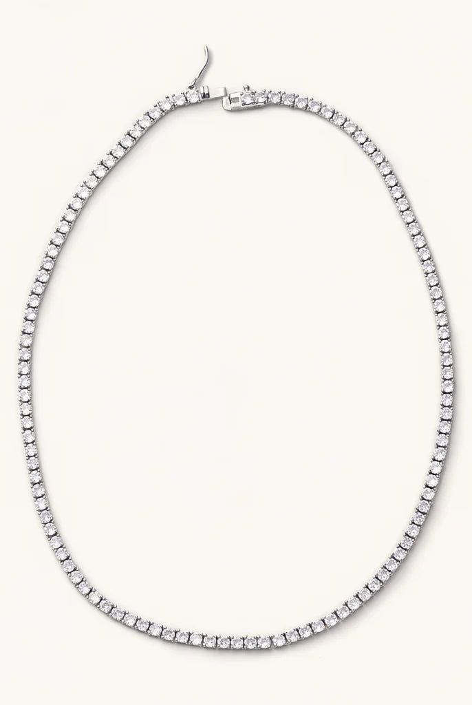 Nikki Smith Silver Gigi Tennis Necklace Waterproof-Necklaces-Nikki Smith-Deja Nu Boutique, Women's Fashion Boutique in Lampasas, Texas