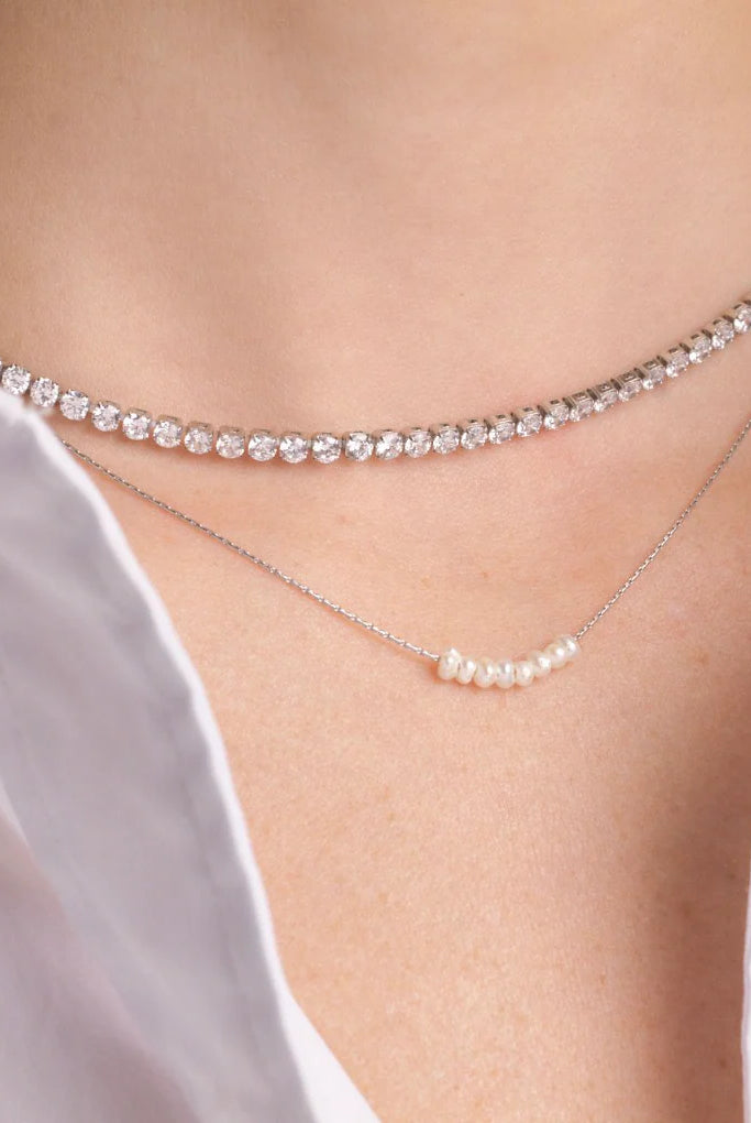 Nikki Smith Silver Gigi Tennis Necklace Waterproof-Necklaces-Nikki Smith-Deja Nu Boutique, Women's Fashion Boutique in Lampasas, Texas