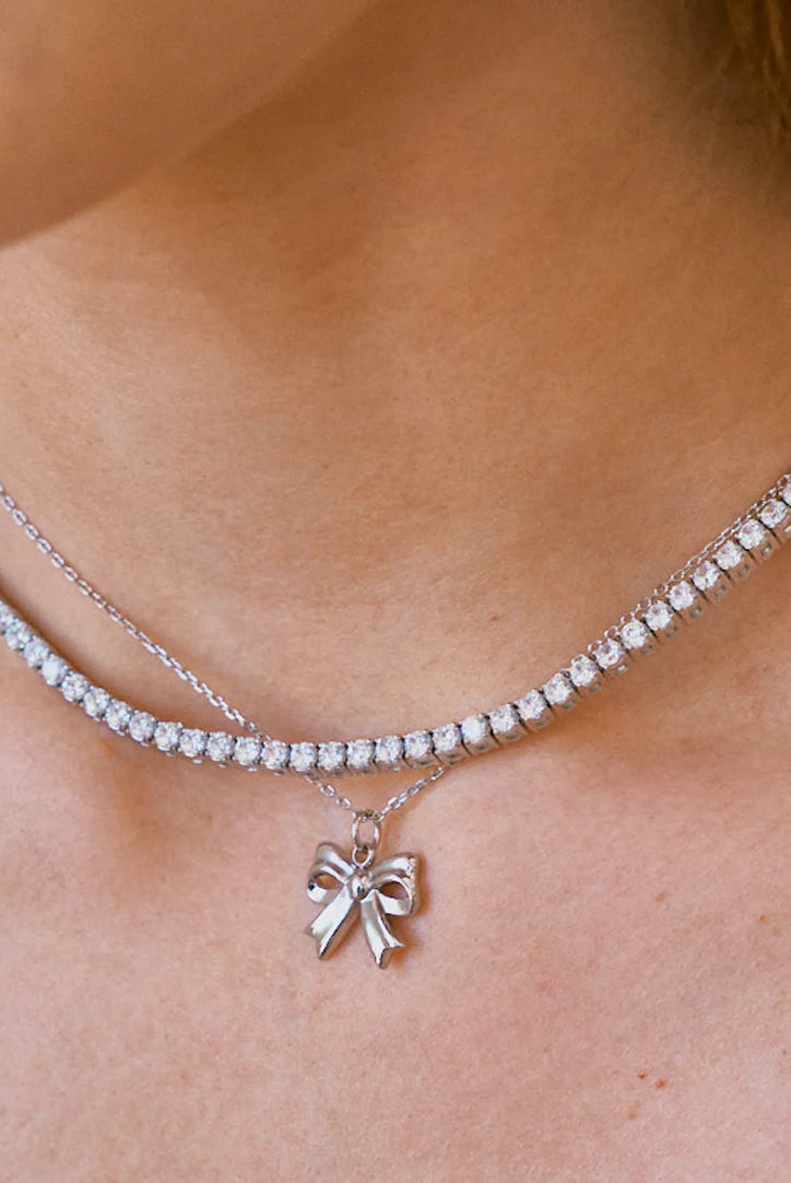 Nikki Smith Silver Gigi Tennis Necklace Waterproof-Necklaces-Nikki Smith-Deja Nu Boutique, Women's Fashion Boutique in Lampasas, Texas