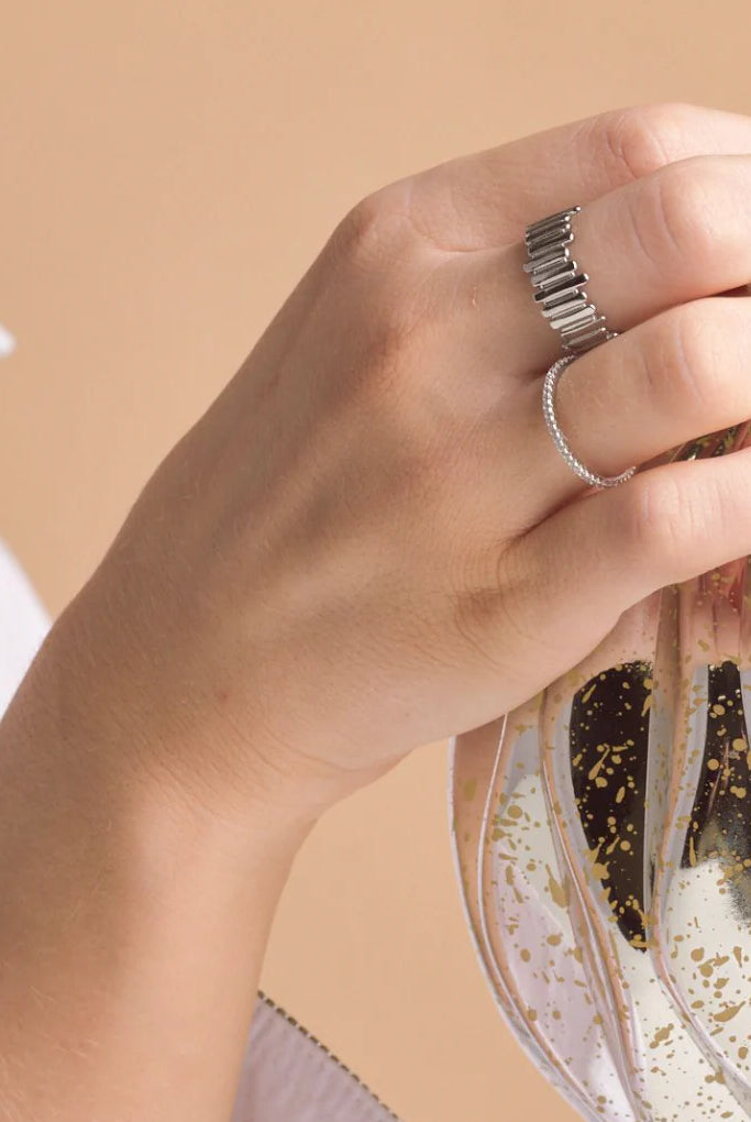 Nikki Smith Sutton Silver Shimmer Ring Waterproof-Rings-Nikki Smith-Deja Nu Boutique, Women's Fashion Boutique in Lampasas, Texas