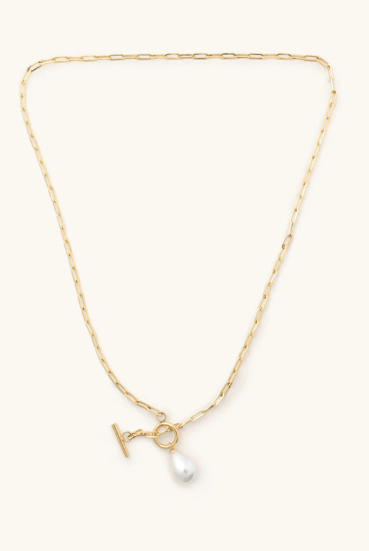 Nikki Smith Ursula Pearl Toggle Necklace Waterproof Gold-Necklaces-Nikki Smith-Deja Nu Boutique, Women's Fashion Boutique in Lampasas, Texas