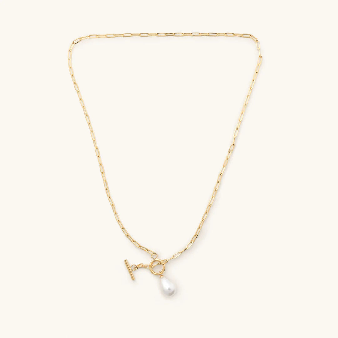 Nikki Smith Ursula Pearl Toggle Necklace Waterproof Gold-Necklaces-Nikki Smith-Deja Nu Boutique, Women's Fashion Boutique in Lampasas, Texas
