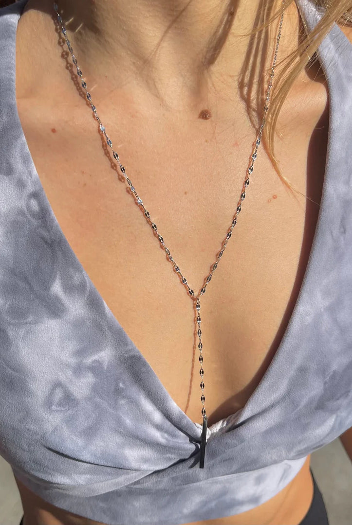 Nikki Smith Waterproof Silver Shimmer Lariat Necklace-Necklaces-Nikki Smith-Deja Nu Boutique, Women's Fashion Boutique in Lampasas, Texas