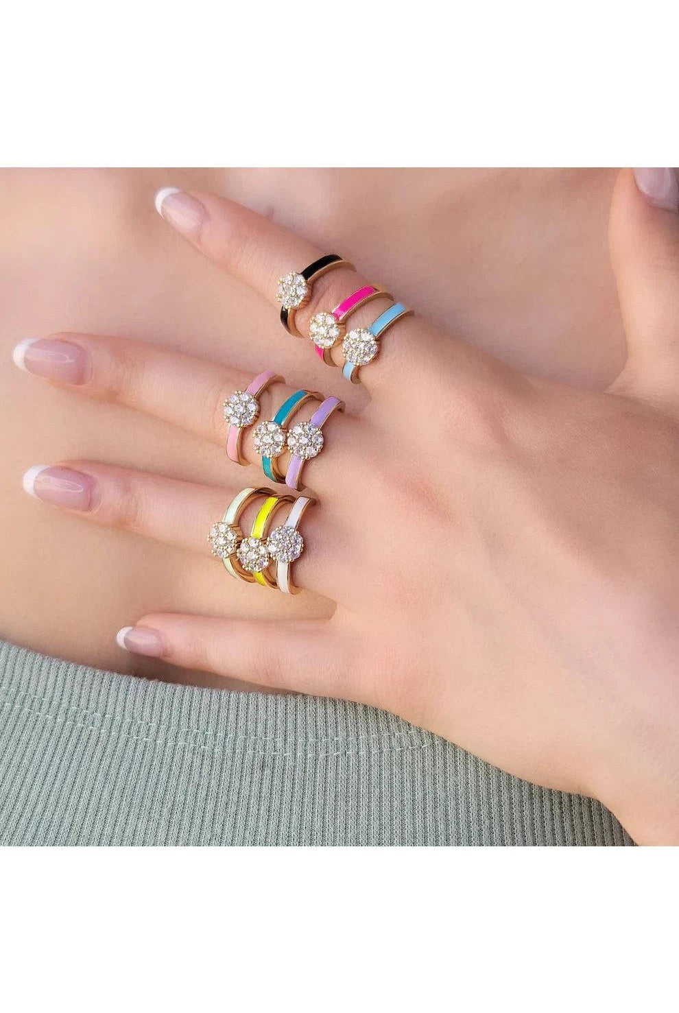 OMG BLING CZ Flower Enamel Ring In Hot Pink-Rings-OMG BLINGS-Deja Nu Boutique, Women's Fashion Boutique in Lampasas, Texas