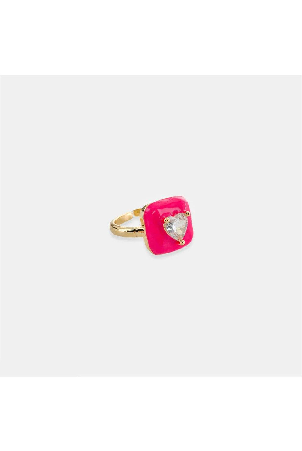 OMG BLING Enamel Heart Ring In Hot Pink-Rings-OMG BLINGS-Deja Nu Boutique, Women's Fashion Boutique in Lampasas, Texas