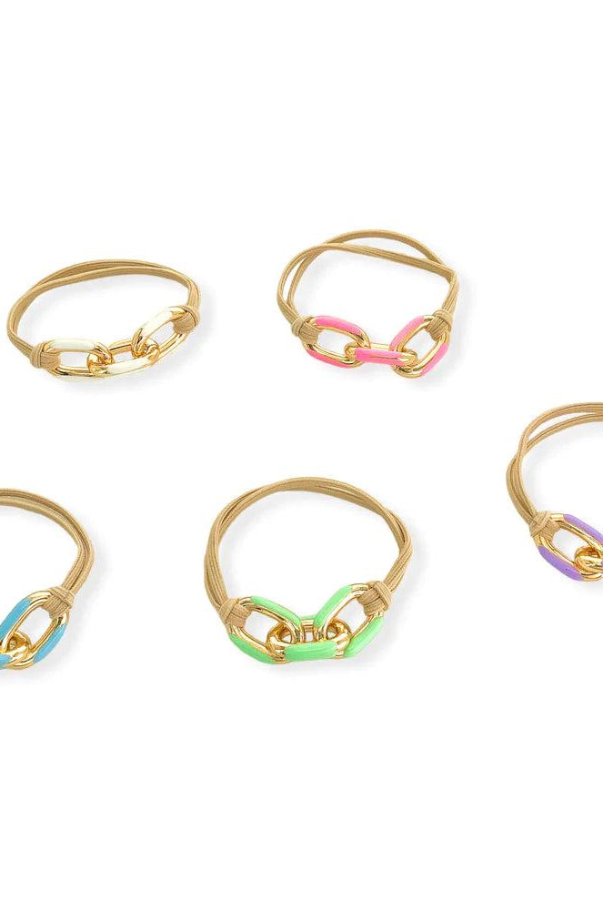 OMG BLING FIVE PIECE Enamel Hair Tie - Bracelet Set In Pastels-Hair Ties-OMG BLINGS-Deja Nu Boutique, Women's Fashion Boutique in Lampasas, Texas