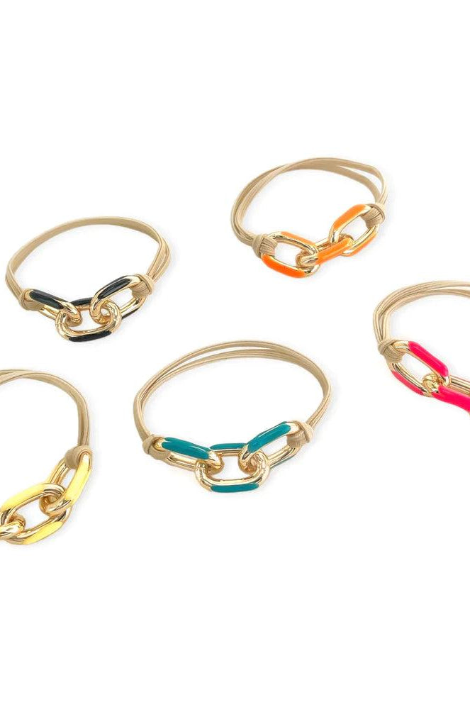 OMG BLING Five Piece Enamel Hair Tie - Bracelet Set With Tan Tie-Hair Ties-OMG BLINGS-Deja Nu Boutique, Women's Fashion Boutique in Lampasas, Texas