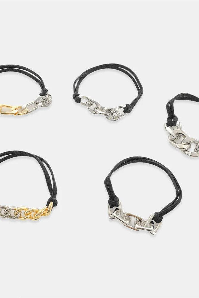 OMG BLING Five Piece Hair Tie - Bracelet Set In Silver And Gold-Hair Ties-OMG BLINGS-Deja Nu Boutique, Women's Fashion Boutique in Lampasas, Texas