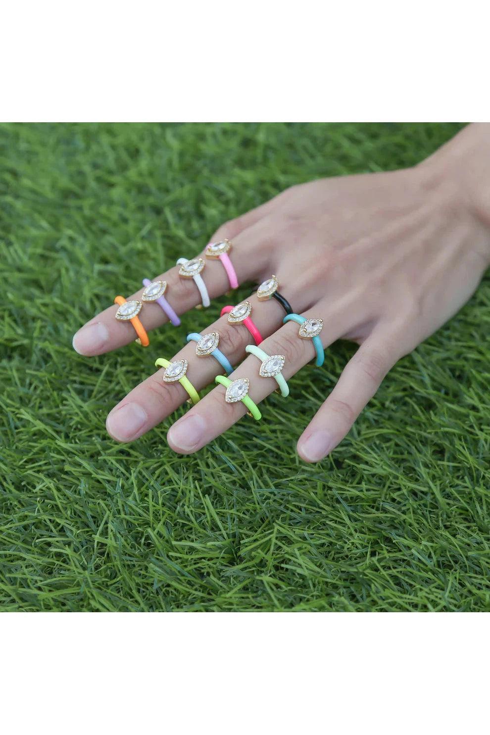 OMG BLING Open Enamel CZ Ring In Hot Pink-Rings-OMG BLINGS-Deja Nu Boutique, Women's Fashion Boutique in Lampasas, Texas