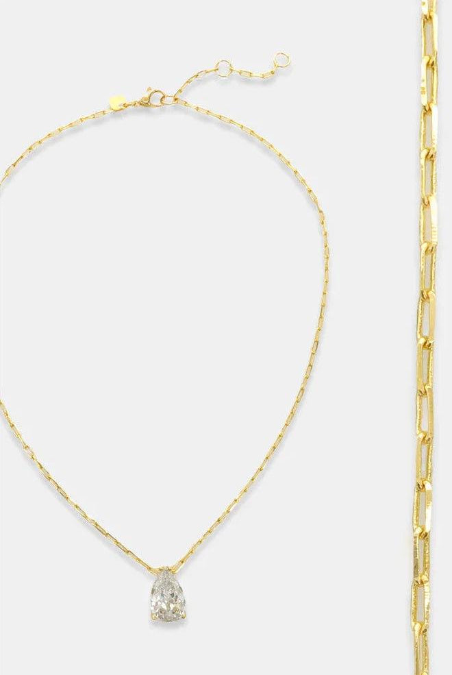 OMG BLINGS Pear Cut CZ Necklace In Gold-Necklaces-OMG BLINGS-Deja Nu Boutique, Women's Fashion Boutique in Lampasas, Texas