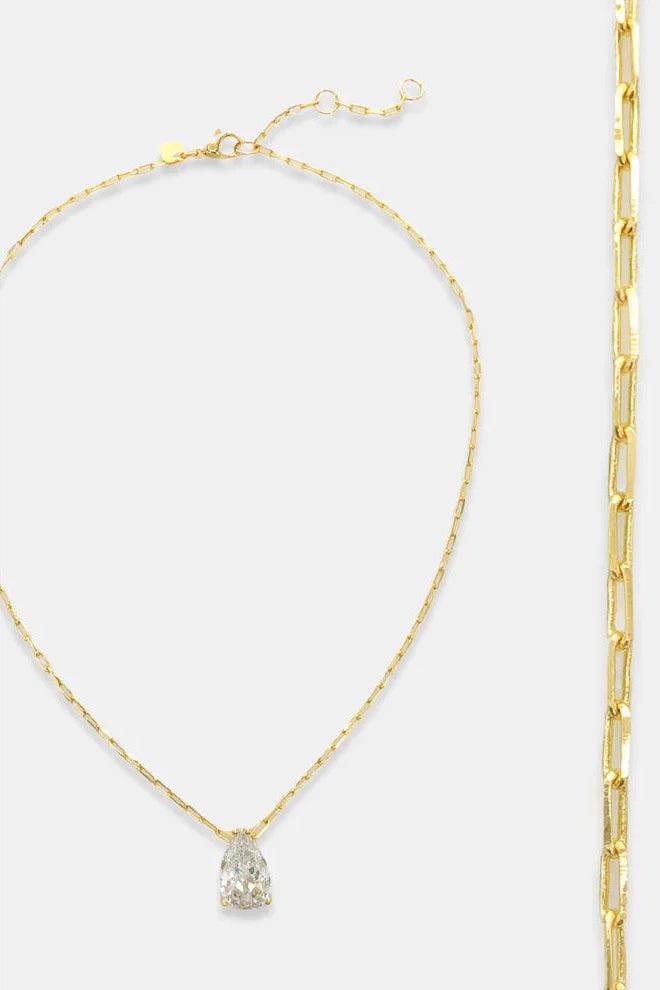 OMG BLINGS Pear Cut CZ Necklace In Gold-Necklaces-OMG BLINGS-Deja Nu Boutique, Women's Fashion Boutique in Lampasas, Texas