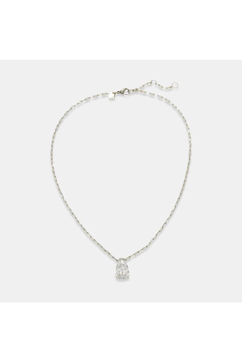 OMG BLINGS Pear Cut CZ Necklace In Rhodium (Silver)-Necklaces-OMG BLINGS-Deja Nu Boutique, Women's Fashion Boutique in Lampasas, Texas