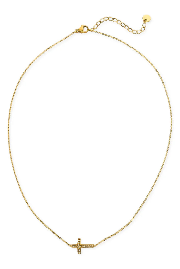 OMG Bling Water Resistant Rhinestone Cross Necklace In Silver Or Gold-Necklaces-OMG BLINGS-Deja Nu Boutique, Women's Fashion Boutique in Lampasas, Texas