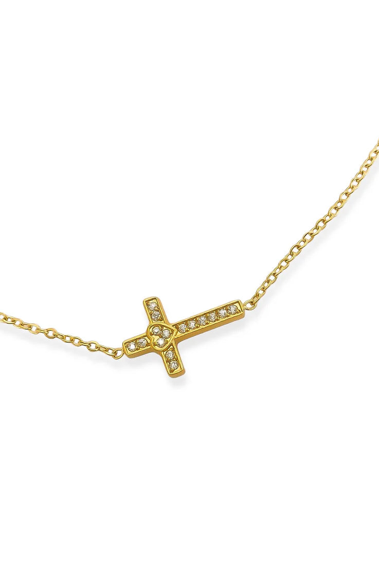 OMG Bling Water Resistant Rhinestone Cross Necklace In Silver Or Gold-Necklaces-OMG BLINGS-Deja Nu Boutique, Women's Fashion Boutique in Lampasas, Texas