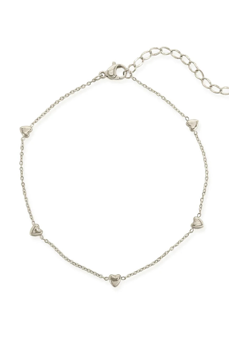 OMG Bling Water Resistant Solid Heart Charm Anklet in Gold Or Silver-Anklets-OMG BLINGS-Deja Nu Boutique, Women's Fashion Boutique in Lampasas, Texas