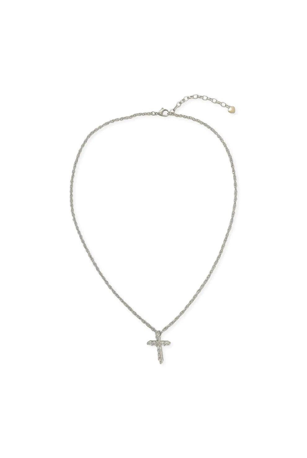 Omg Bling CZ Cross Necklace In Rhodium (Silver)-Necklaces-OMG BLINGS-Deja Nu Boutique, Women's Fashion Boutique in Lampasas, Texas