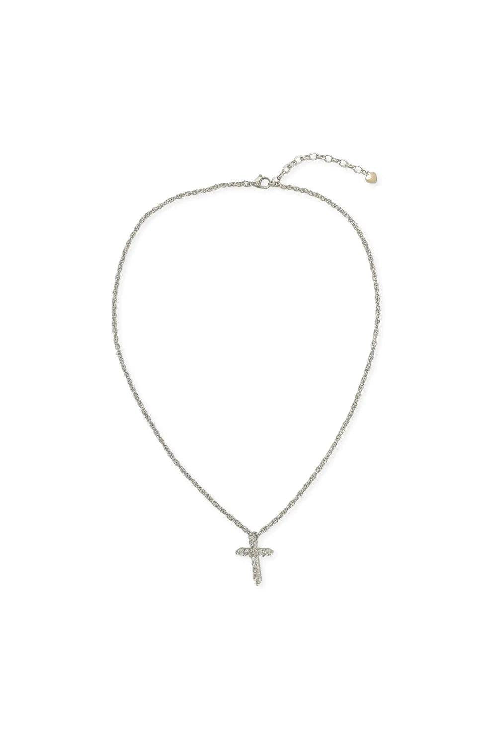 OMG BLING CZ Cross Necklace In Rhodium (Silver)-Necklaces-OMG BLINGS-Deja Nu Boutique, Women's Fashion Boutique in Lampasas, Texas