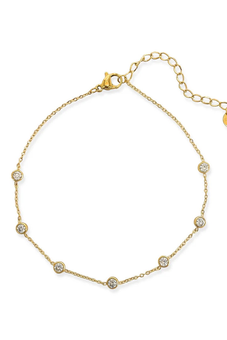 Omg Bling Cubic Zirconia Water Resistant Anklet In Gold Or Silver-Anklets-OMG BLINGS-Deja Nu Boutique, Women's Fashion Boutique in Lampasas, Texas