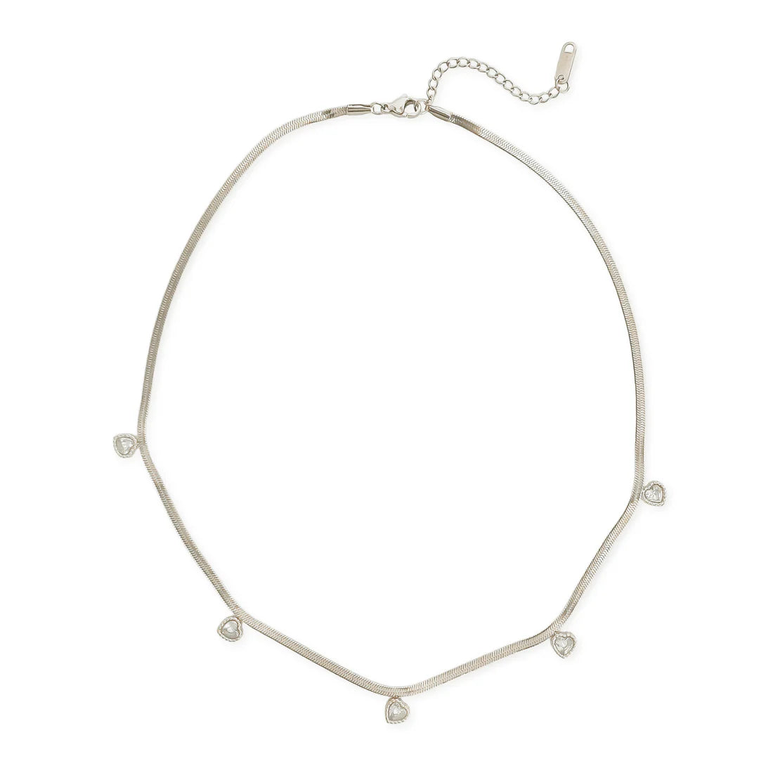 Omg Bling Water-Resistant Herringbone Necklace With Hearts-Necklaces-OMG BLINGS-Deja Nu Boutique, Women's Fashion Boutique in Lampasas, Texas