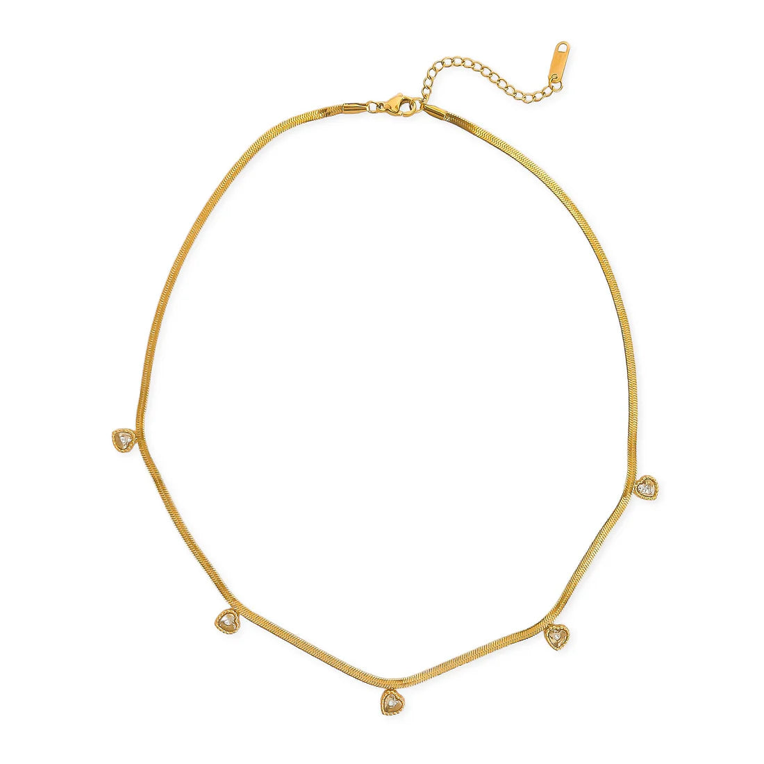 Omg Bling Water-Resistant Herringbone Necklace With Hearts-Necklaces-OMG BLINGS-Deja Nu Boutique, Women's Fashion Boutique in Lampasas, Texas