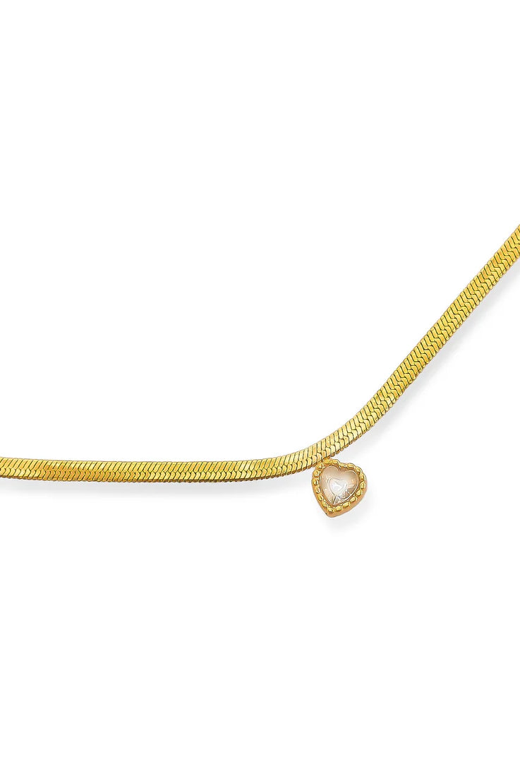 Omg Bling Water-Resistant Herringbone Necklace With Hearts-Necklaces-OMG BLINGS-Deja Nu Boutique, Women's Fashion Boutique in Lampasas, Texas