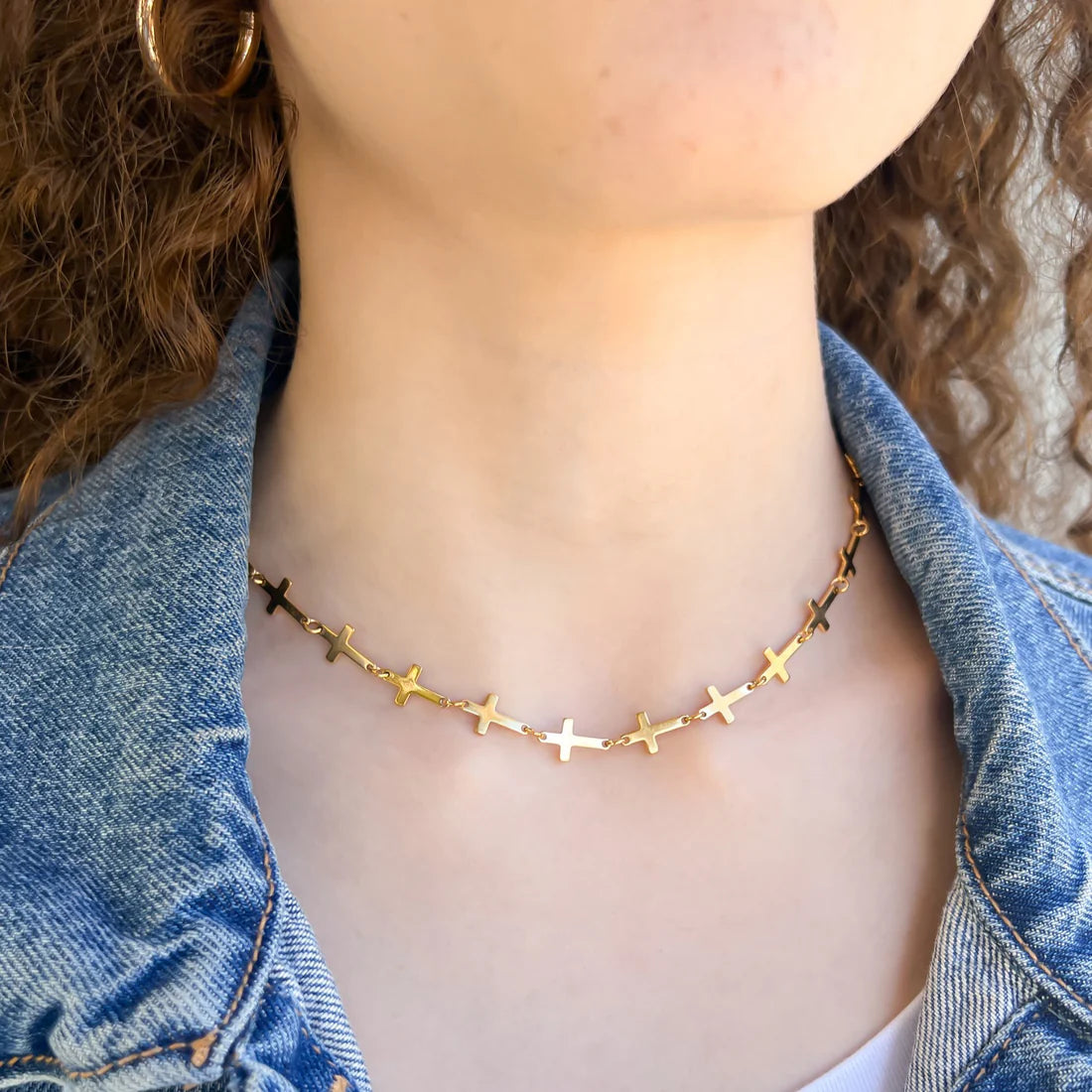 Omg Bling Water Resistant Cross Choker Necklace-Necklaces-OMG BLINGS-Deja Nu Boutique, Women's Fashion Boutique in Lampasas, Texas