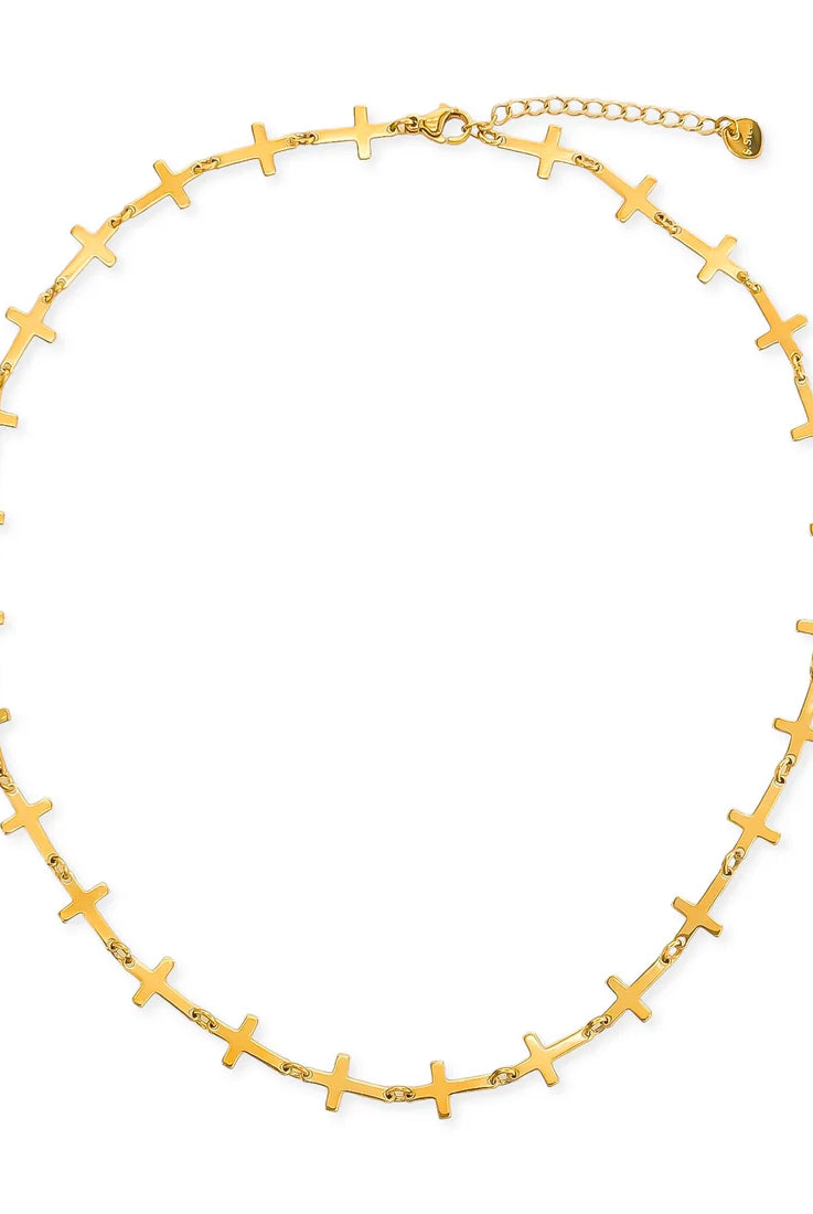 Omg Bling Water Resistant Cross Choker Necklace-Necklaces-OMG BLINGS-Deja Nu Boutique, Women's Fashion Boutique in Lampasas, Texas