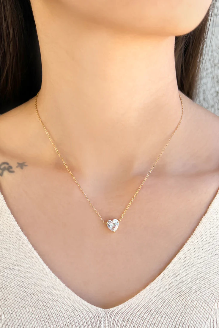 Omg Bling Water Resistant Crystal Heart Necklace-Necklaces-OMG BLINGS-Deja Nu Boutique, Women's Fashion Boutique in Lampasas, Texas